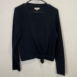 Madewell black ribbed‎ long sleeve top bottom tie